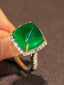 14K GOLD 9.65 CTW VIVID GREEN NATURAL EMERALD & DIAMOND RING/PENDANT( WITHOUT CHAIN )