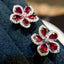 14K GOLD 2.10 CTW NATURAL RUBY & DIAMOND EARRINGS