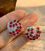 14K GOLD 4.22 CT VIVID RED NATURAL RUBY & DIAMOND EARRINGS