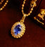 14K GOLD 0.8 CT NATURAL SAPPHIRE & DIAMOND PENDANT( WITHOUT CHAIN )