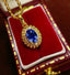 14K GOLD 0.8 CT NATURAL SAPPHIRE & DIAMOND PENDANT( WITHOUT CHAIN )