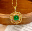 14K GOLD 1 CT VIVID GREEN NATURAL EMERALD & DIAMOND PENDANT( WITHOUT CHAIN )