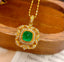 14K GOLD 1 CT VIVID GREEN NATURAL EMERALD & DIAMOND PENDANT( WITHOUT CHAIN )