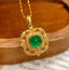 14K GOLD 1 CT VIVID GREEN NATURAL EMERALD & DIAMOND PENDANT( WITHOUT CHAIN )