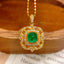 14K GOLD 1 CT VIVID GREEN NATURAL EMERALD & DIAMOND PENDANT( WITHOUT CHAIN )