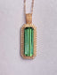 14K GOLD 5.53 CT NATURAL TOURMALINE & MOISSANITE PENDANT( WITHOUT CHAIN )