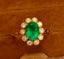 14K GOLD 1.3 CT VIVID GREEN NATURAL EMERALD & DIAMOND RING