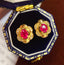 14K GOLD 0.9 CT NATURAL RUBY & DIAMOND EARRINGS