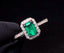 14K GOLD 0.91 CTW VIVID GREEN NATURAL EMERALD & DIAMOND RING