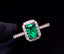 14K GOLD 0.91 CTW VIVID GREEN NATURAL EMERALD & DIAMOND RING