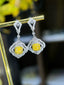 14K GOLD 1.60 CTW NATURAL YELLOW DIAMOND & DIAMOND EARRINGS
