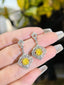 14K GOLD 1.60 CTW NATURAL YELLOW DIAMOND & DIAMOND EARRINGS