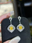 14K GOLD 1.60 CTW NATURAL YELLOW DIAMOND & DIAMOND EARRINGS