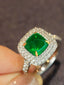 14K GOLD 3.52 CTW VIVID GREEN NATURAL EMERALD & DIAMOND RING/PENDANT( WITHOUT CHAIN )