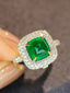 14K GOLD 3.52 CTW VIVID GREEN NATURAL EMERALD & DIAMOND RING/PENDANT( WITHOUT CHAIN )