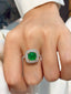 14K GOLD 3.52 CTW VIVID GREEN NATURAL EMERALD & DIAMOND RING/PENDANT( WITHOUT CHAIN )