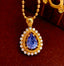 14K GOLD 0.7 CT NATURAL SAPPHIRE & DIAMOND PENDANT( WITHOUT CHAIN )
