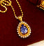 14K GOLD 0.7 CT NATURAL SAPPHIRE & DIAMOND PENDANT( WITHOUT CHAIN )