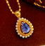 14K GOLD 0.7 CT NATURAL SAPPHIRE & DIAMOND PENDANT( WITHOUT CHAIN )
