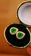 14K GOLD 0.74 CTW VIVID GREEN NATURAL EMERALD & DIAMOND EARRINGS