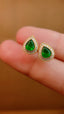 14K GOLD 0.74 CTW VIVID GREEN NATURAL EMERALD & DIAMOND EARRINGS
