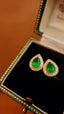 14K GOLD 0.74 CTW VIVID GREEN NATURAL EMERALD & DIAMOND EARRINGS
