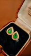 14K GOLD 0.74 CTW VIVID GREEN NATURAL EMERALD & DIAMOND EARRINGS