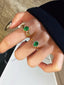 14K GOLD 0.85 CT VIVID GREEN NATURAL EMERALD & DIAMOND RING