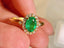 14K GOLD 0.85 CT VIVID GREEN NATURAL EMERALD & DIAMOND RING