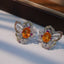 14K GOLD 3.18 CTW NATURAL SPESSARTINE & DIAMOND EARRINGS