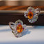 14K GOLD 3.18 CTW NATURAL SPESSARTINE & DIAMOND EARRINGS