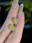 14K GOLD 0.62 CTW NATURAL YELLOW DIAMOND & DIAMOND EARRINGS