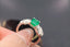 14K GOLD 1.85 CTW VIVID GREEN NATURAL EMERALD & DIAMOND RING