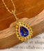 14K GOLD 1 CT NATURAL SAPPHIRE & DIAMOND PENDANT( WITHOUT CHAIN )