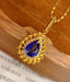 14K GOLD 1 CT NATURAL SAPPHIRE & DIAMOND PENDANT( WITHOUT CHAIN )