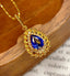 14K GOLD 1 CT NATURAL SAPPHIRE & DIAMOND PENDANT( WITHOUT CHAIN )