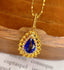 14K GOLD 1 CT NATURAL SAPPHIRE & DIAMOND PENDANT( WITHOUT CHAIN )