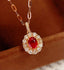 14K GOLD 0.4 CT VIVID RED NATURAL RUBY & DIAMOND PENDANT( WITHOUT CHAIN )