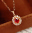 14K GOLD 0.4 CT VIVID RED NATURAL RUBY & DIAMOND PENDANT( WITHOUT CHAIN )