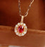 14K GOLD 0.4 CT VIVID RED NATURAL RUBY & DIAMOND PENDANT( WITHOUT CHAIN )