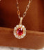 14K GOLD 0.4 CT VIVID RED NATURAL RUBY & DIAMOND PENDANT( WITHOUT CHAIN )