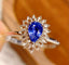 14K GOLD 0.7 CT NATURAL SAPPHIRE & SAPPHIRE RING
