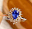 14K GOLD 0.7 CT NATURAL SAPPHIRE & SAPPHIRE RING