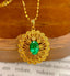 14K GOLD 0.8 CT VIVID GREEN NATURAL EMERALD & DIAMOND PENDANT( WITHOUT CHAIN )