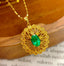 14K GOLD 0.8 CT VIVID GREEN NATURAL EMERALD & DIAMOND PENDANT( WITHOUT CHAIN )