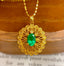 14K GOLD 0.8 CT VIVID GREEN NATURAL EMERALD & DIAMOND PENDANT( WITHOUT CHAIN )