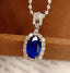 14K GOLD 2.16 CT NATURAL SAPPHIRE & DIAMOND PENDANT( WITHOUT CHAIN )