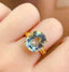 14K GOLD 6.75 CT NATURAL AQUAMARINE & DIAMOND RING