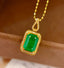 14K GOLD 2.2 CT VIVID GREEN NATURAL EMERALD & DIAMOND PENDANT( WITHOUT CHAIN )