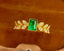 14K GOLD 0.55 CT VIVID GREEN NATURAL EMERALD & DIAMOND RING